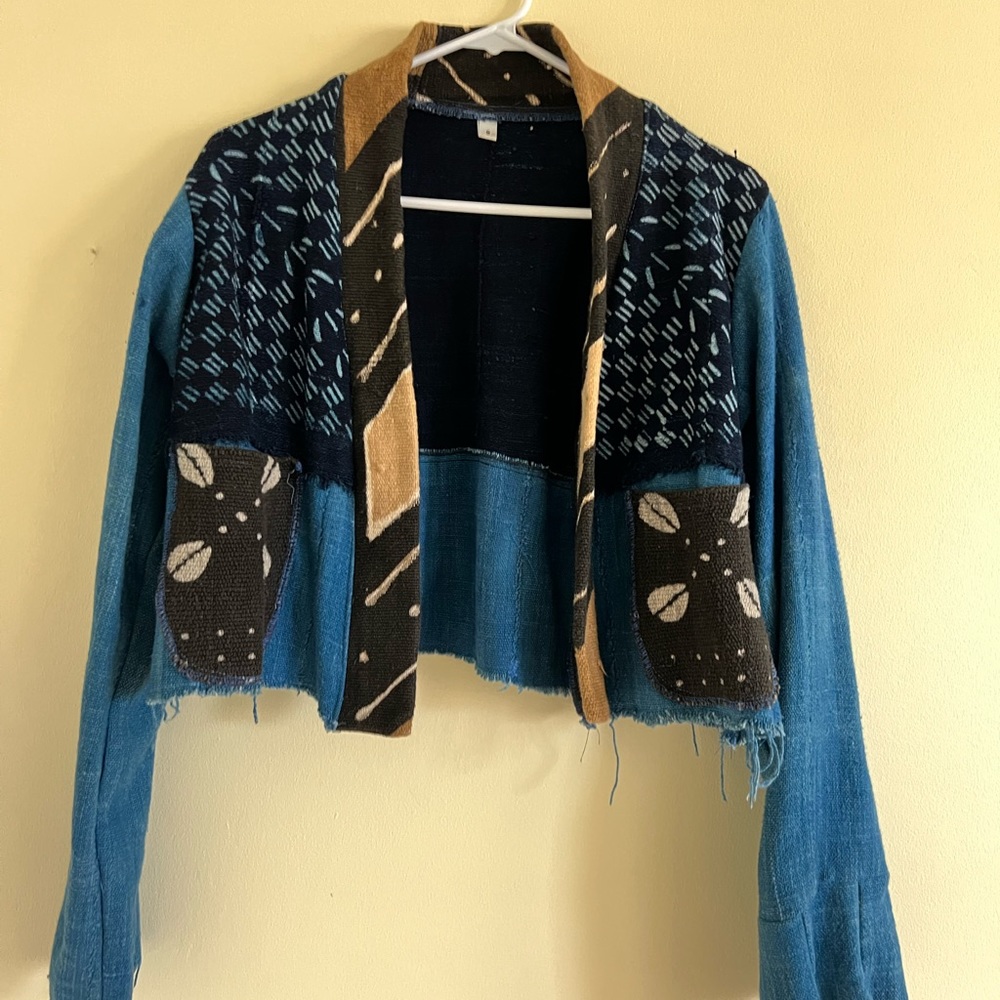 Cropped Patchwork Indigo Jacket - image 1